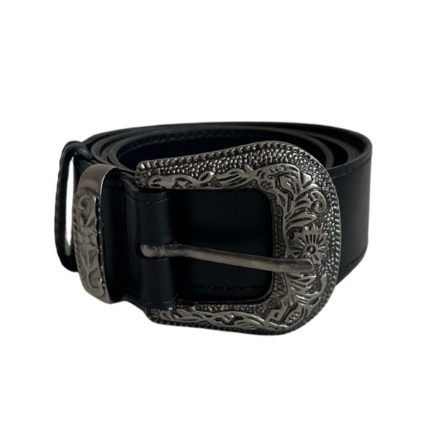 Cinturón vaquero hebilla plata